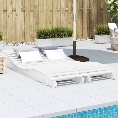 Solid white pine wood sun loungers 2 units 205x60x31.5 cm by , Loungers - Ref: Foro24-832575, Price: 166,99 €, Discount: %