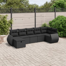 7-teiliges Garten-Essset und schwarze Kissen aus synthetischem Rattan von , Gartensets - Ref: Foro24-3264121, Preis: 453,62 €...