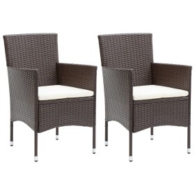 Garden dining chairs 2 units brown synthetic rattan by , Garden chairs - Ref: Foro24-318496, Price: 143,99 €, Discount: %