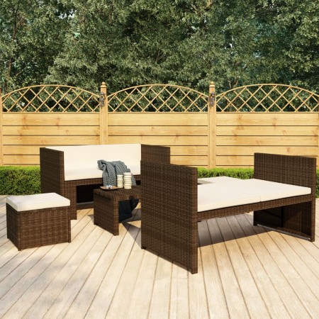 5-teiliges Gartenmöbel-Set und braune Kissen aus synthetischem Rattan von vidaXL, Gartensets - Ref: Foro24-48133, Preis: 272,...