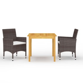 3-piece garden dining set with brown cushions by , Garden sets - Ref: Foro24-3095861, Price: 246,99 €, Discount: %