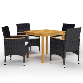 Juego de comedor de jardín 5 piezas con cojines negro de , Conjuntos de jardín - Ref: Foro24-3095863, Precio: 340,99 €, Descu...