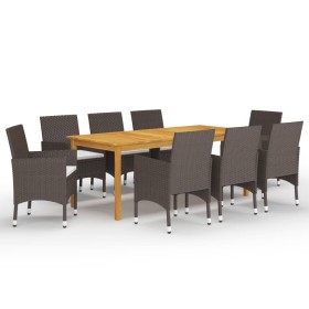 9-piece garden dining set and brown cushions by , Garden sets - Ref: Foro24-3095868, Price: 651,79 €, Discount: %