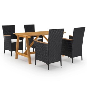 Juego de comedor de jardín 5 piezas con cojines negro de , Conjuntos de jardín - Ref: Foro24-3095889, Precio: 391,99 €, Descu...