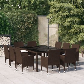 Garden dining set 11 pieces brown synthetic rattan by , Garden sets - Ref: Foro24-3095932, Price: 852,35 €, Discount: %