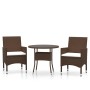 Garden bistro set 3 pieces PE rattan brown tempered glass by , Garden sets - Ref: Foro24-3095905, Price: 237,14 €, Discount: %