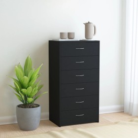 Aparador con 6 cajones madera contrachapada negro 50x34x96 cm de vidaXL, Aparadores - Ref: Foro24-800667, Precio: 76,04 €, De...