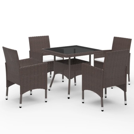 Garden dining set 5 pieces PE rattan brown tempered glass by , Garden sets - Ref: Foro24-3095913, Price: 348,95 €, Discount: %