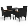 Set de comedor de jardín 5 pzas ratán PE vidrio templado negro de , Conjuntos de jardín - Ref: Foro24-3095911, Precio: 349,52...