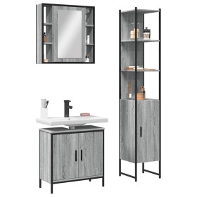 Sonoma gray plywood 3-piece bathroom furniture set by , Bathroom furniture - Ref: Foro24-3214743, Price: 213,99 €, Discount: %