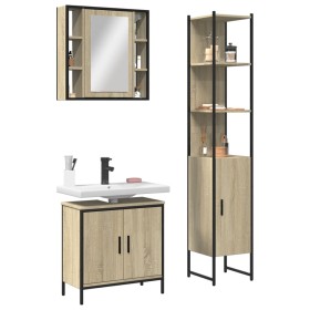 Set de muebles de baño 3 pzas madera contrachapada roble sonoma de , Muebles de baño - Ref: Foro24-3214741, Precio: 227,64 €,...