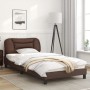 Estructura de cama cabecero cuero sintético marrón 100x200 cm de , Camas y somieres - Ref: Foro24-3207983, Precio: 163,58 €, ...