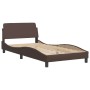 Estructura de cama cabecero cuero sintético marrón 100x200 cm