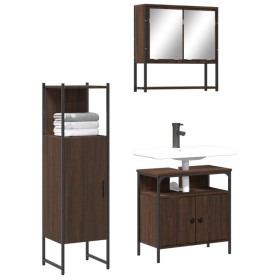 3-piece bathroom furniture set in brown oak plywood by , Bathroom furniture - Ref: Foro24-3214699, Price: 161,86 €, Discount: %