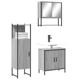 Set de muebles de baño 3 pzas madera contrachapada gris sonoma de , Muebles de baño - Ref: Foro24-3214703, Precio: 164,99 €, ...