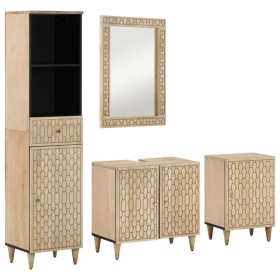 Conjunto de muebles de baño 4 piezas madera maciza de mango de , Muebles de baño - Ref: Foro24-3206319, Precio: 419,99 €, Des...