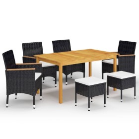 Juego de comedor de jardín de 7 piezas negro de , Conjuntos de jardín - Ref: Foro24-3067781, Precio: 497,08 €, Descuento: %