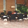 Set de comedor de jardín 7 pzas y cojines ratán sintético negro de , Conjuntos de jardín - Ref: Foro24-3095019, Precio: 608,1...