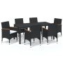 7-piece garden dining set and black synthetic rattan cushions by , Garden sets - Ref: Foro24-3095019, Price: 619,58 €, Discou...