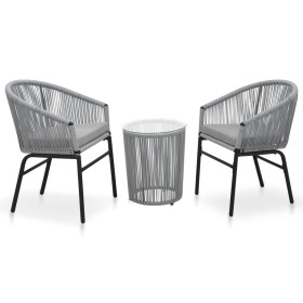 Garden table and 3-piece chair set with gray PE rattan cushions by vidaXL, Garden sets - Ref: Foro24-48140, Price: 218,49 €, ...