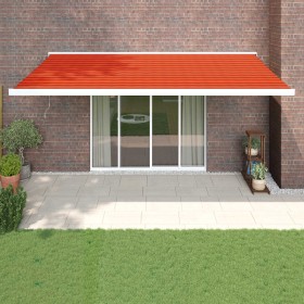 Retractable aluminum awning and orange and brown fabric 5x3 m by , Awnings - Ref: Foro24-3154545, Price: 744,99 €, Discount: %