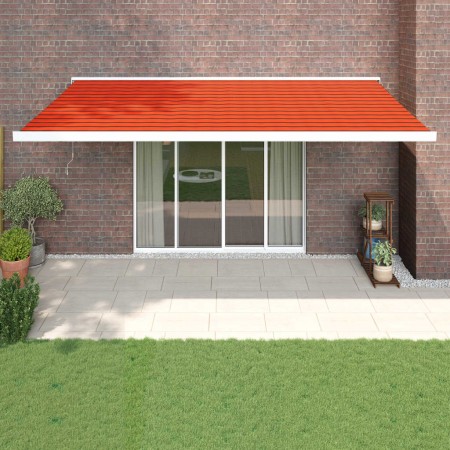 Toldo retráctil aluminio y tela naranja y marrón 5x3 m de , Toldos - Ref: Foro24-3154545, Precio: 744,99 €, Descuento: %