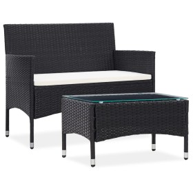 2-piece garden furniture set with black synthetic rattan cushion by , Garden sets - Ref: Foro24-3059319, Price: 176,99 €, Dis...