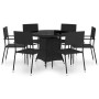 Juego de comedor para jardín 7 piezas ratán sintético negro de , Conjuntos de jardín - Ref: Foro24-3059454, Precio: 355,85 €,...