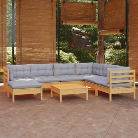 Garden furniture set 8 pieces and cushions solid pine wood by , Garden sets - Ref: Foro24-3096652, Price: 625,45 €, Discount: %