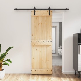 Puerta corredera con herrajes madera maciza de pino 70x210 cm de , Puertas - Ref: Foro24-3202971, Precio: 154,52 €, Descuento: %