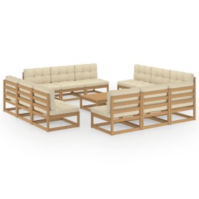 Garden furniture 13 pieces with cushions solid pine wood by , Garden sets - Ref: Foro24-3076332, Price: 1,00 €, Discount: %