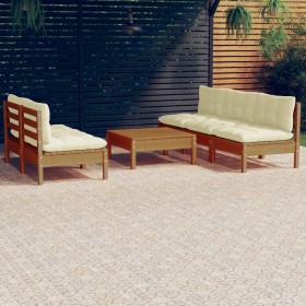 Garden furniture 6 pieces cream pine wood cushions by , Garden sets - Ref: Foro24-3096091, Price: 478,28 €, Discount: %