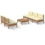 Muebles de jardín 6 piezas cojines madera de pino crema de , Conjuntos de jardín - Ref: Foro24-3096091, Precio: 478,28 €, Des...