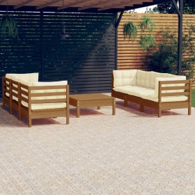 Garden furniture 7 pieces cream pine wood cushions by , Garden sets - Ref: Foro24-3096121, Price: 641,99 €, Discount: %