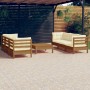 Muebles de jardín 7 piezas cojines madera de pino crema de , Conjuntos de jardín - Ref: Foro24-3096121, Precio: 641,49 €, Des...