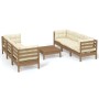 Muebles de jardín 7 piezas cojines madera de pino crema de , Conjuntos de jardín - Ref: Foro24-3096121, Precio: 641,49 €, Des...