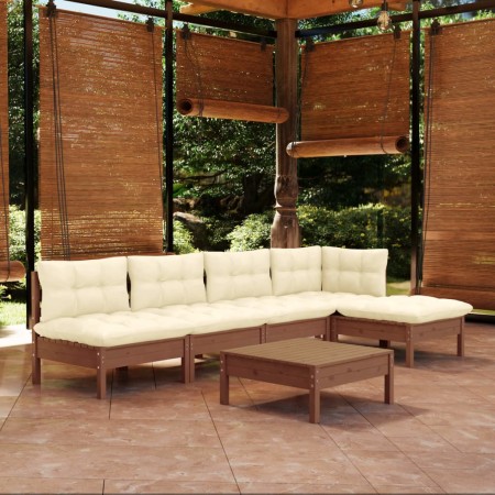 Muebles de jardín 6 pzas y cojines madera de pino marrón miel de , Conjuntos de jardín - Ref: Foro24-3096343, Precio: 513,87 ...