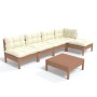 Muebles de jardín 6 pzas y cojines madera de pino marrón miel de , Conjuntos de jardín - Ref: Foro24-3096343, Precio: 513,87 ...