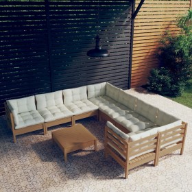 Garden furniture 9 pieces and cushions honey brown pine wood by , Garden sets - Ref: Foro24-3096980, Price: 838,43 €, Discoun...