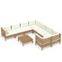 Garden furniture 9 pieces and cushions honey brown pine wood by , Garden sets - Ref: Foro24-3096980, Price: 838,99 €, Discoun...