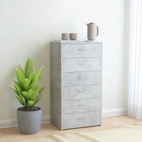 Concrete gray plywood sideboard with 6 drawers 50x34x96cm by vidaXL, Sideboards - Ref: Foro24-800670, Price: 93,32 €, Discoun...