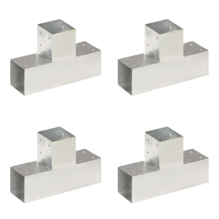 T post connectors 4 pcs galvanized metal 91x91 mm by , fence posts - Ref: Foro24-145472, Price: 70,97 €, Discount: %