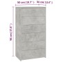 Concrete gray plywood sideboard with 6 drawers 50x34x96cm