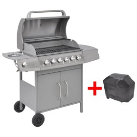 Gas grill barbecue 6+1 burners silver by , Barbecues - Ref: Foro24-273794, Price: 388,63 €, Discount: %