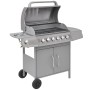 Barbacoa grill de gas 6+1 quemadores plateada de , Barbacoas - Ref: Foro24-273794, Precio: 415,05 €, Descuento: %