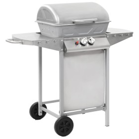 Portable gas barbecue with 2 zones silver stainless steel by , Barbecues - Ref: Foro24-276149, Price: 146,99 €, Discount: %