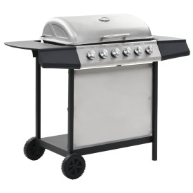 Portable gas barbecue with 6 zones silver stainless steel by , Barbecues - Ref: Foro24-276154, Price: 313,99 €, Discount: %