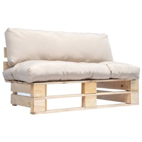 Pallet garden sofa with sand-colored pine wood cushions by , Outdoor sofas - Ref: Foro24-277476, Price: 113,99 €, Discount: %