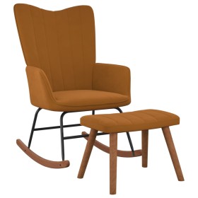 Brown velvet rocking chair with footrest by , Rocking chairs - Ref: Foro24-327762, Price: 142,99 €, Discount: %