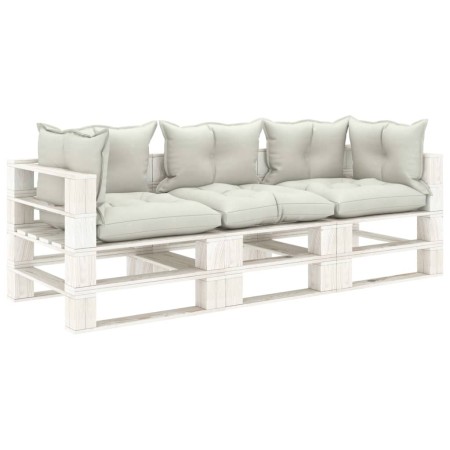 3-seater wooden garden pallet sofa with beige cushions by , Outdoor sofas - Ref: Foro24-3052425, Price: 291,99 €, Discount: %